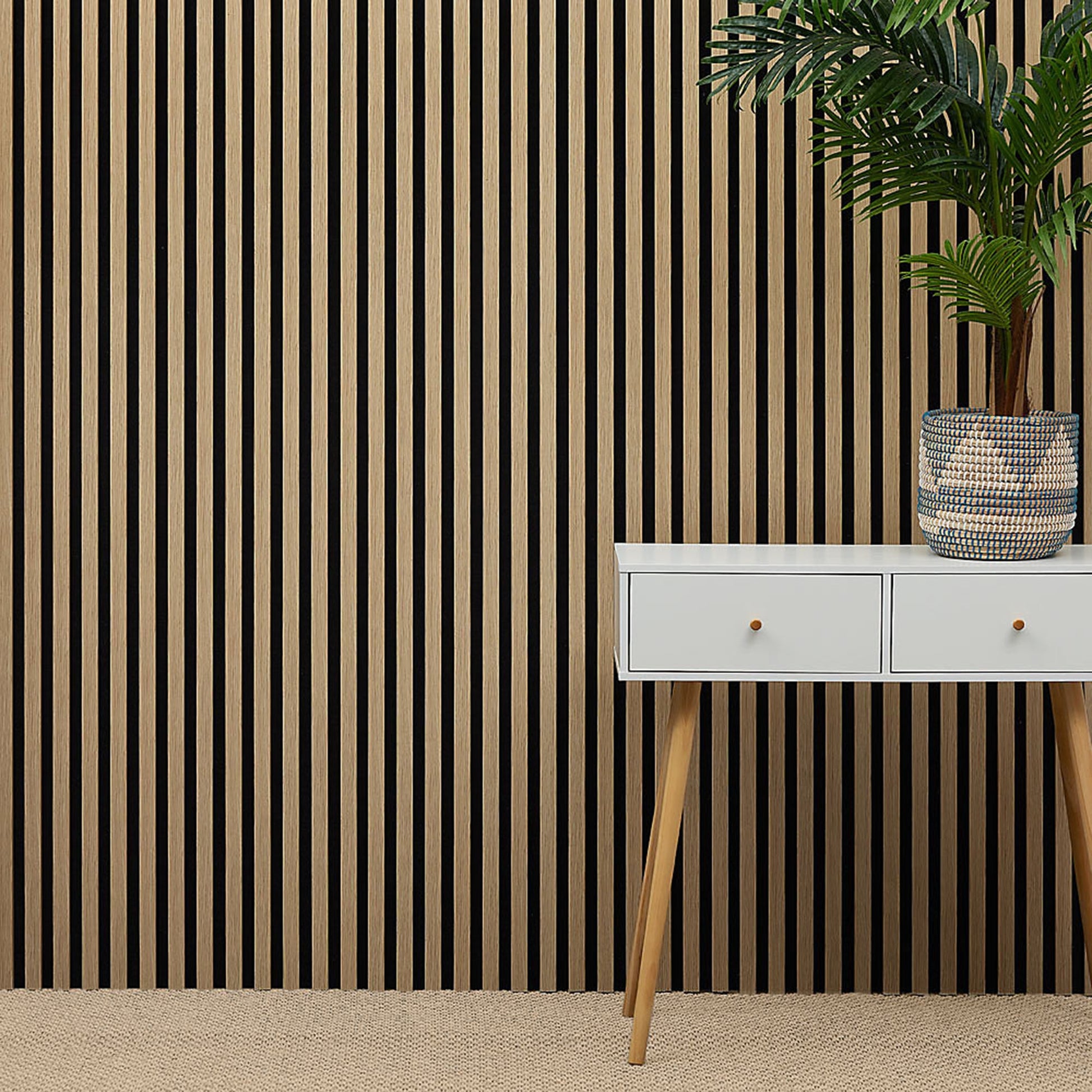 Standard Acoustic Slatted Wall Panels 240 x 60cm - Natural Oak
