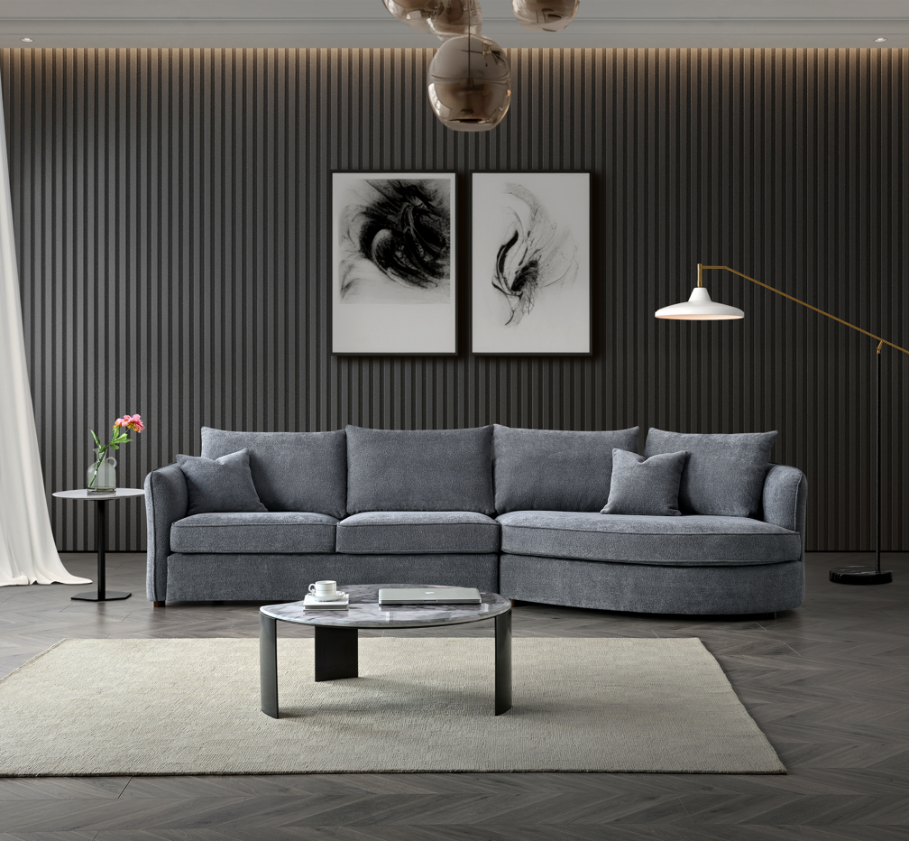Rubin Corner Chaise Sofa in Charcoal Boucle