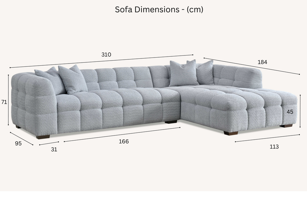 Tribeca Right Hand Corner Sofa Group in Oatmeal Boucle Fabric