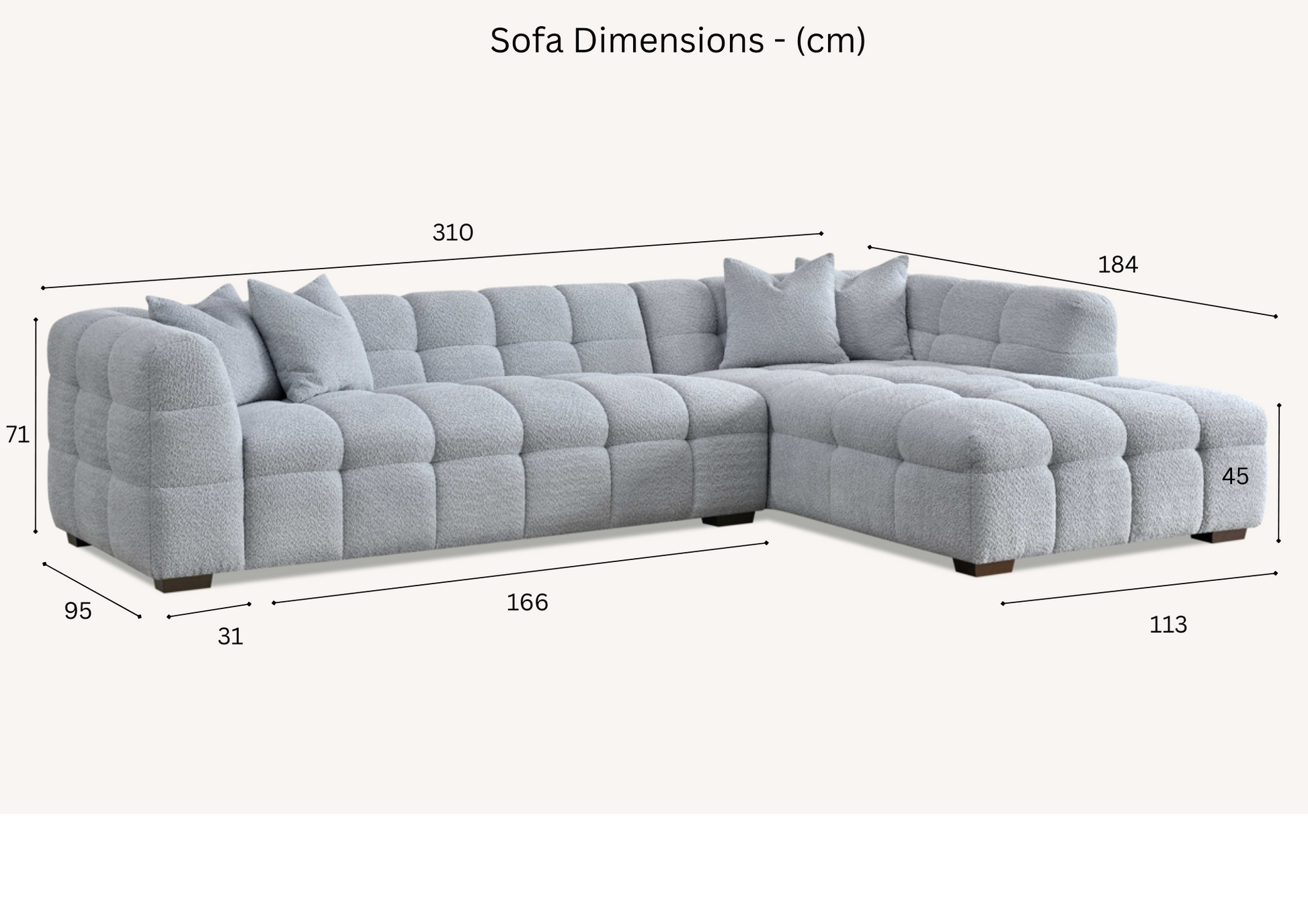 Tribeca Right Hand Corner Sofa Group in Oatmeal Boucle Fabric