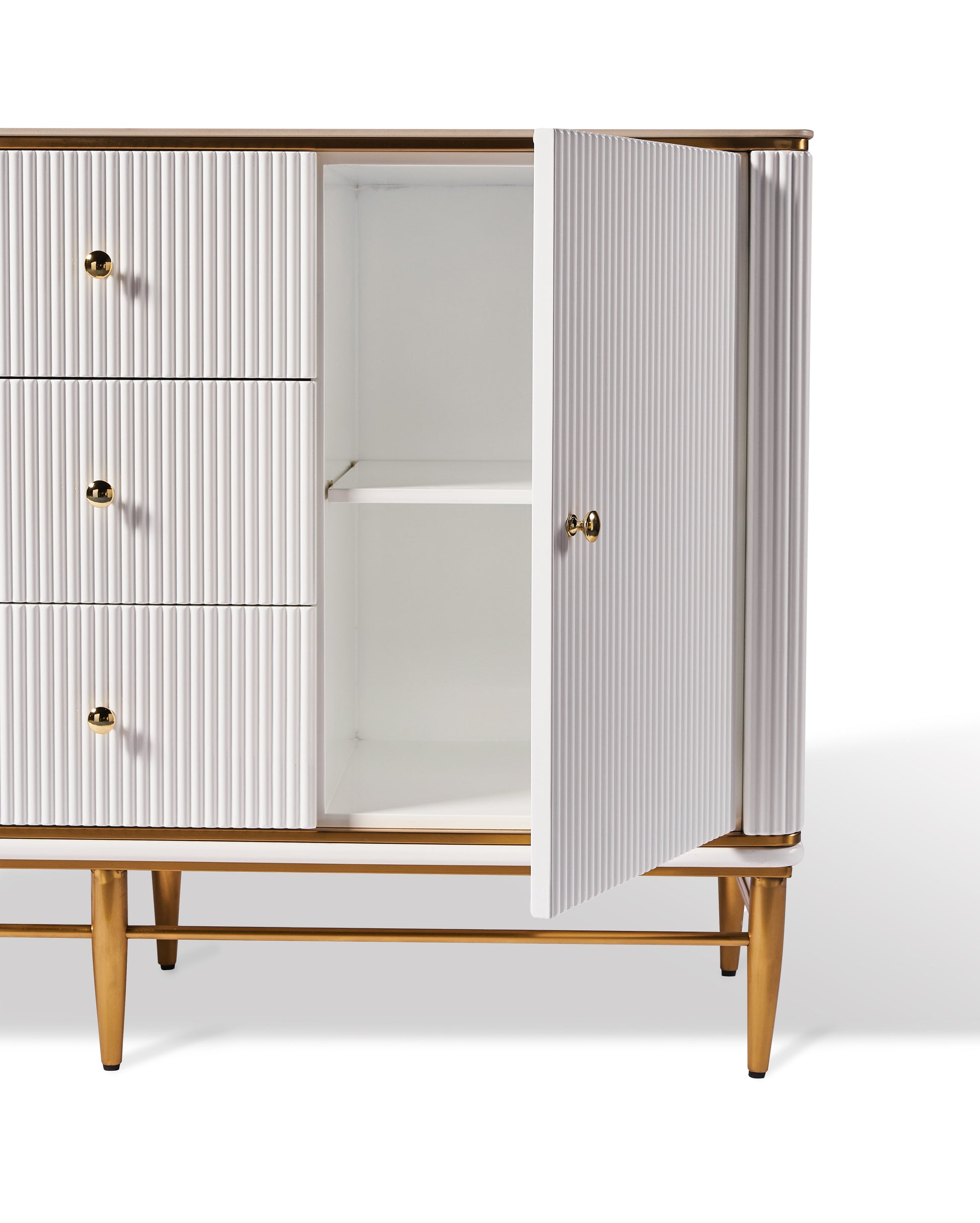 Edena Ribbed Furniture - White & Gold