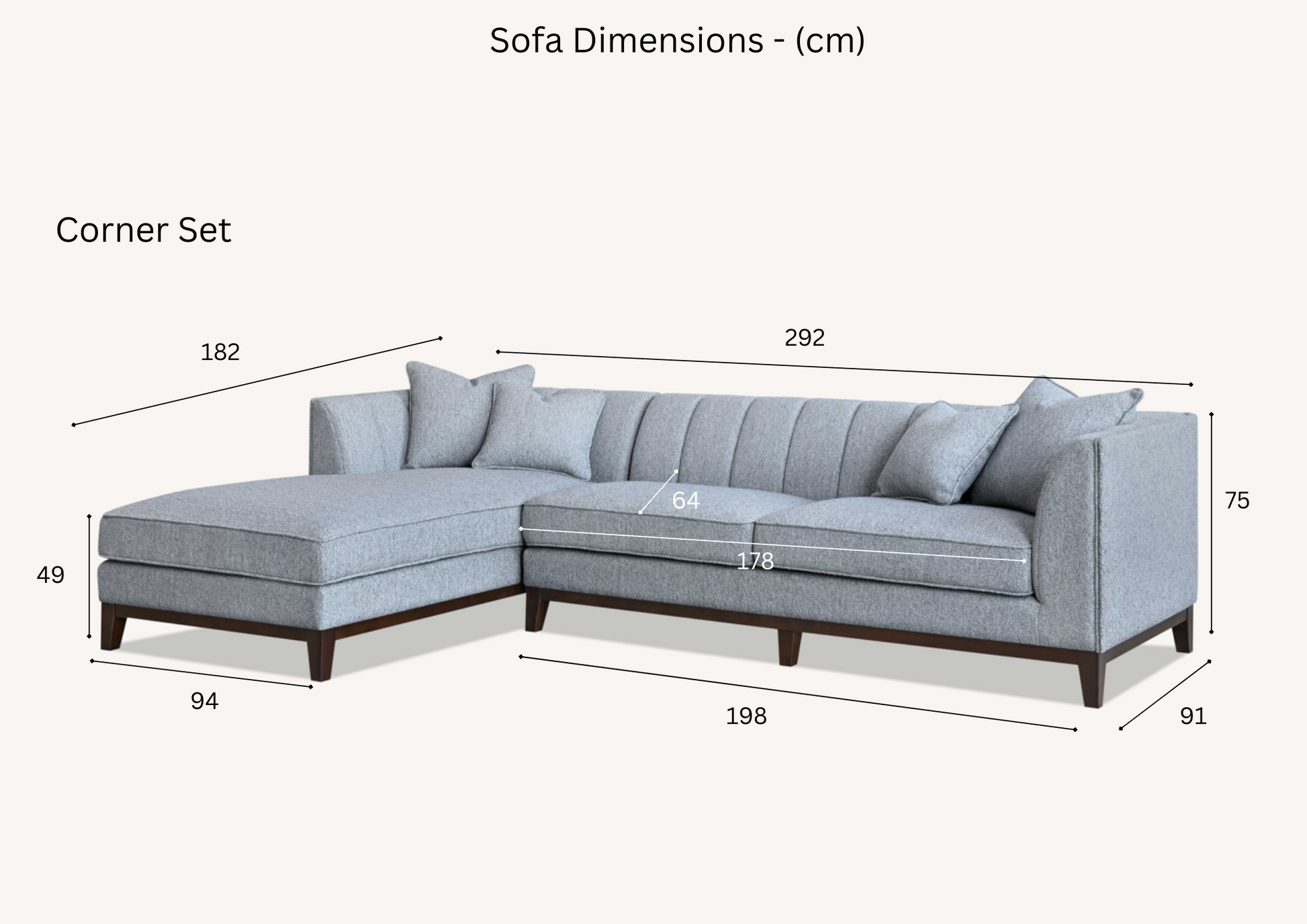 Cooper Left Hand Corner Sofa Group in Dolphin Boucle