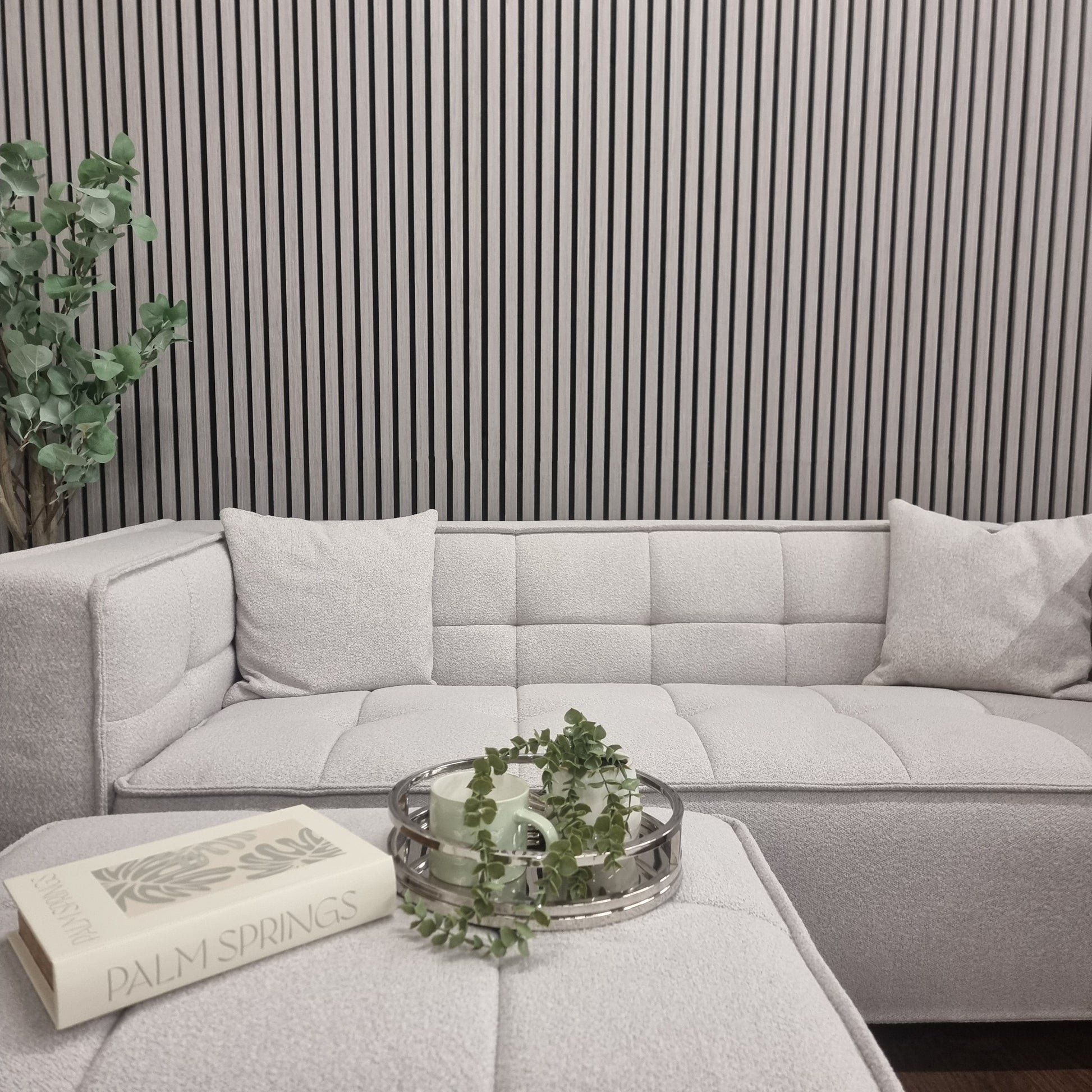 Deluxe Acoustic Slatted Wall Panels 240 x 60cm - Ash Grey