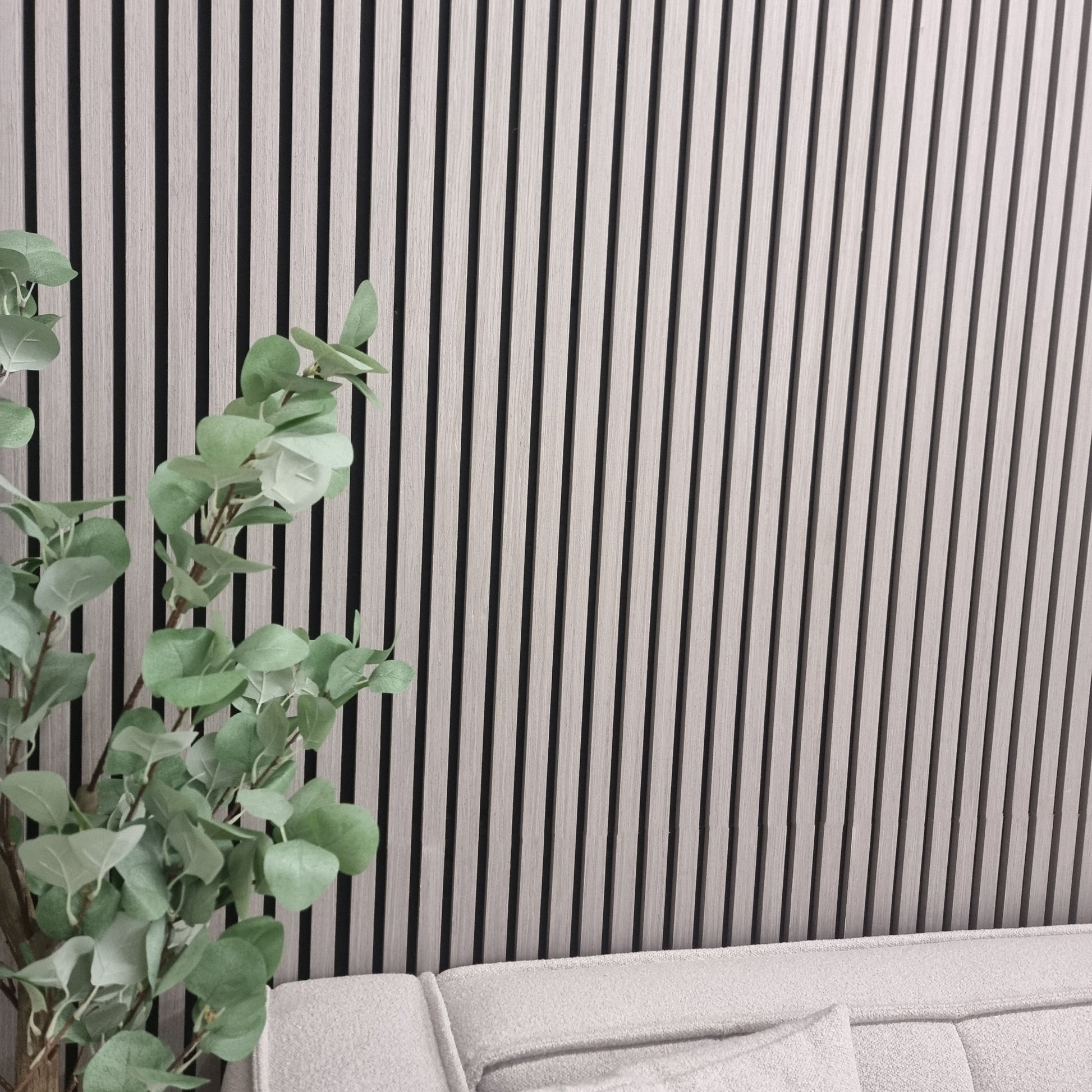Deluxe Acoustic Slatted Wall Panels 240 x 60cm - Ash Grey