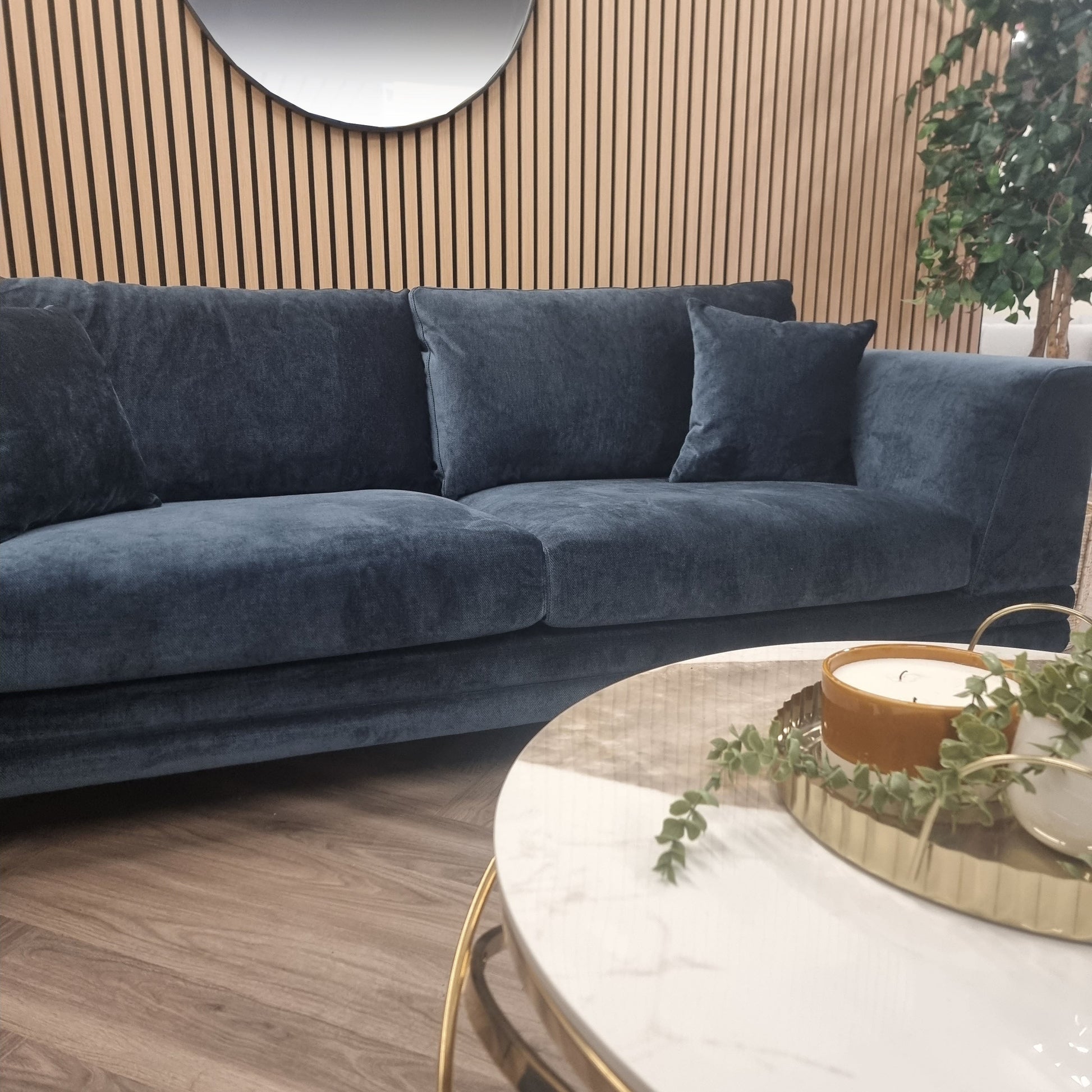 Lenox Sofa Range in Aegean Blue Velvet
