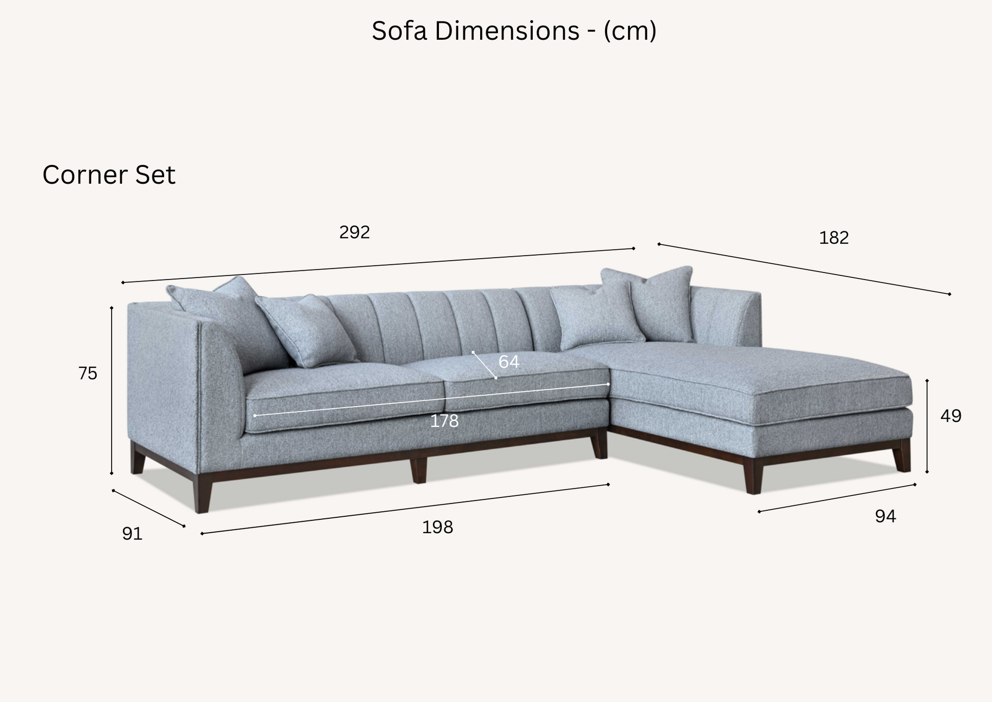Cooper Right Hand Corner Sofa Group in Dolphin Boucle