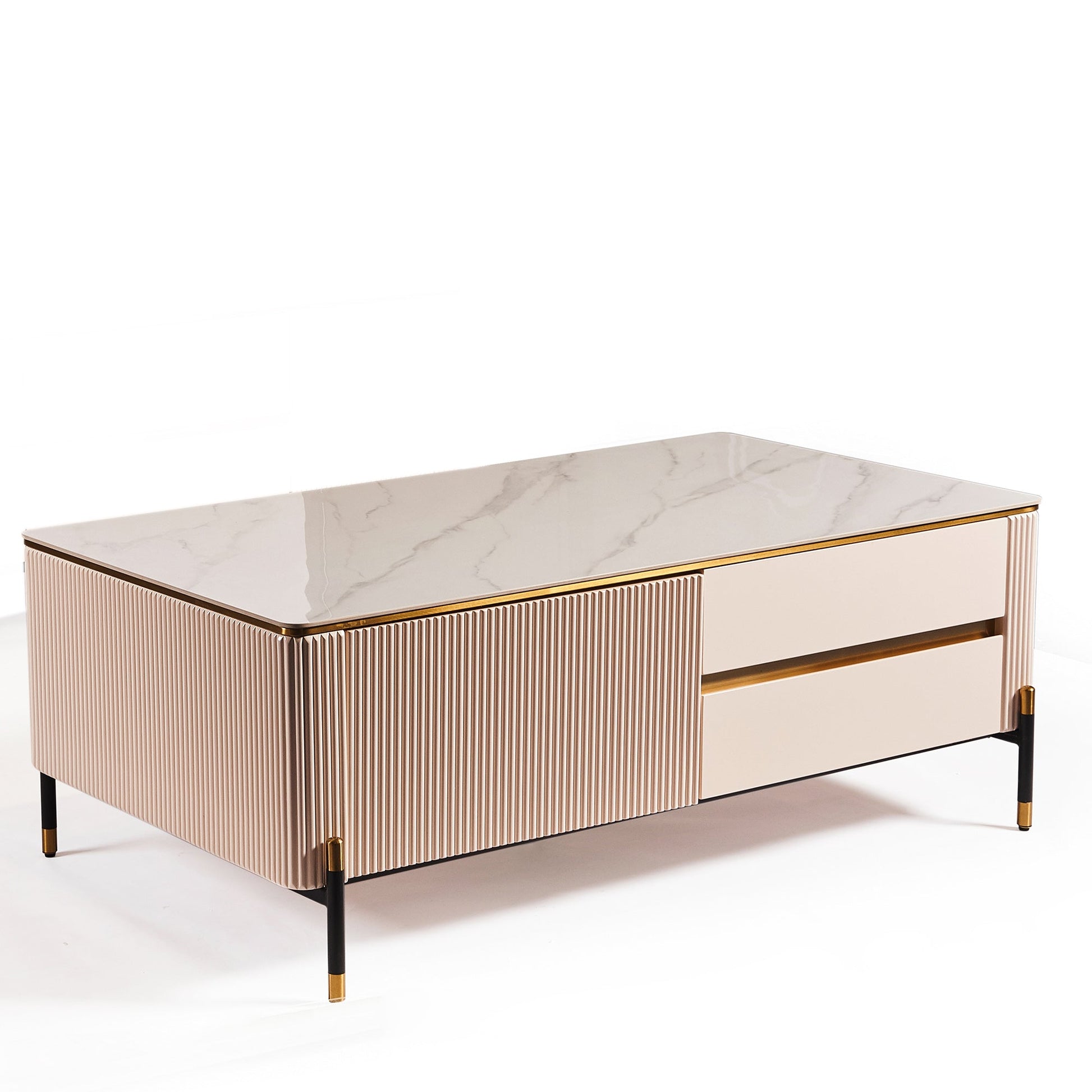 Bella Ribbed Furniture - White & Gold
