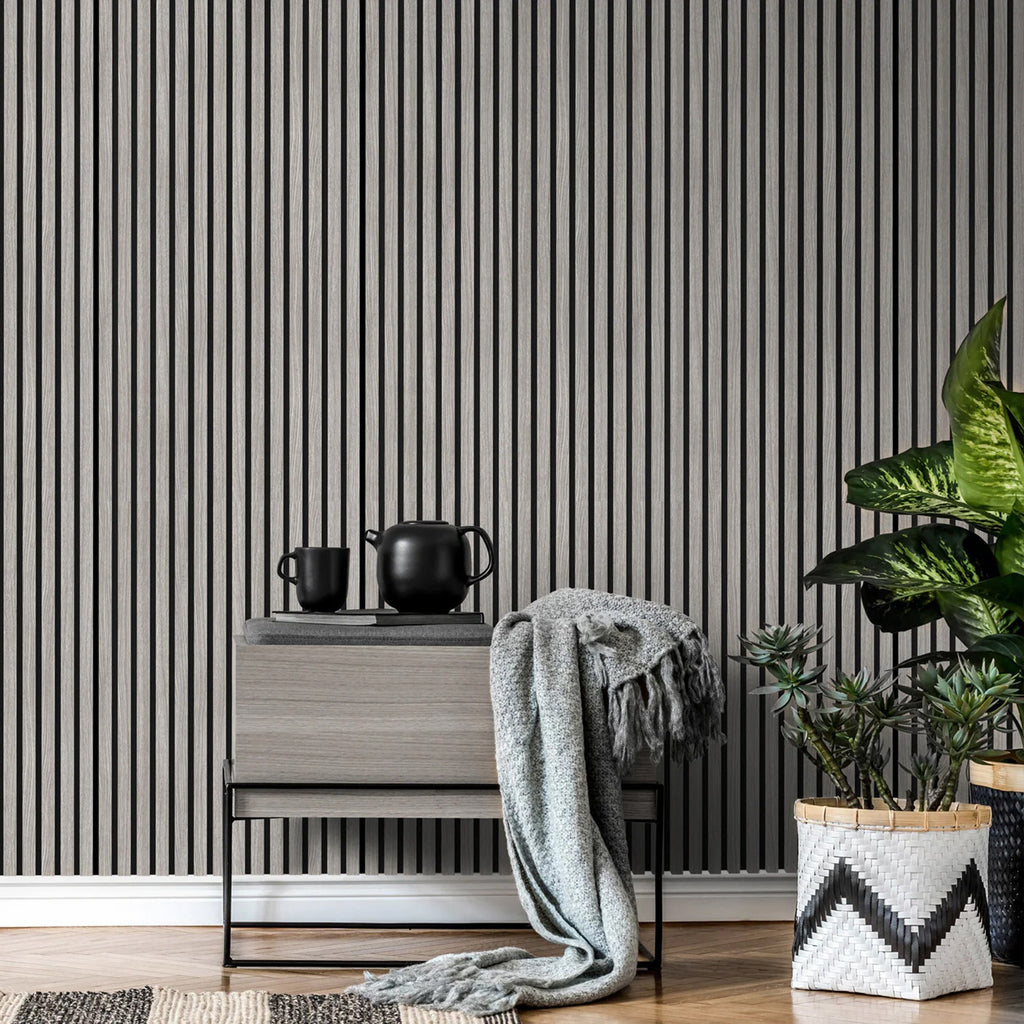 Deluxe Acoustic Slatted Wall Panels 240 x 60cm - Ash Grey