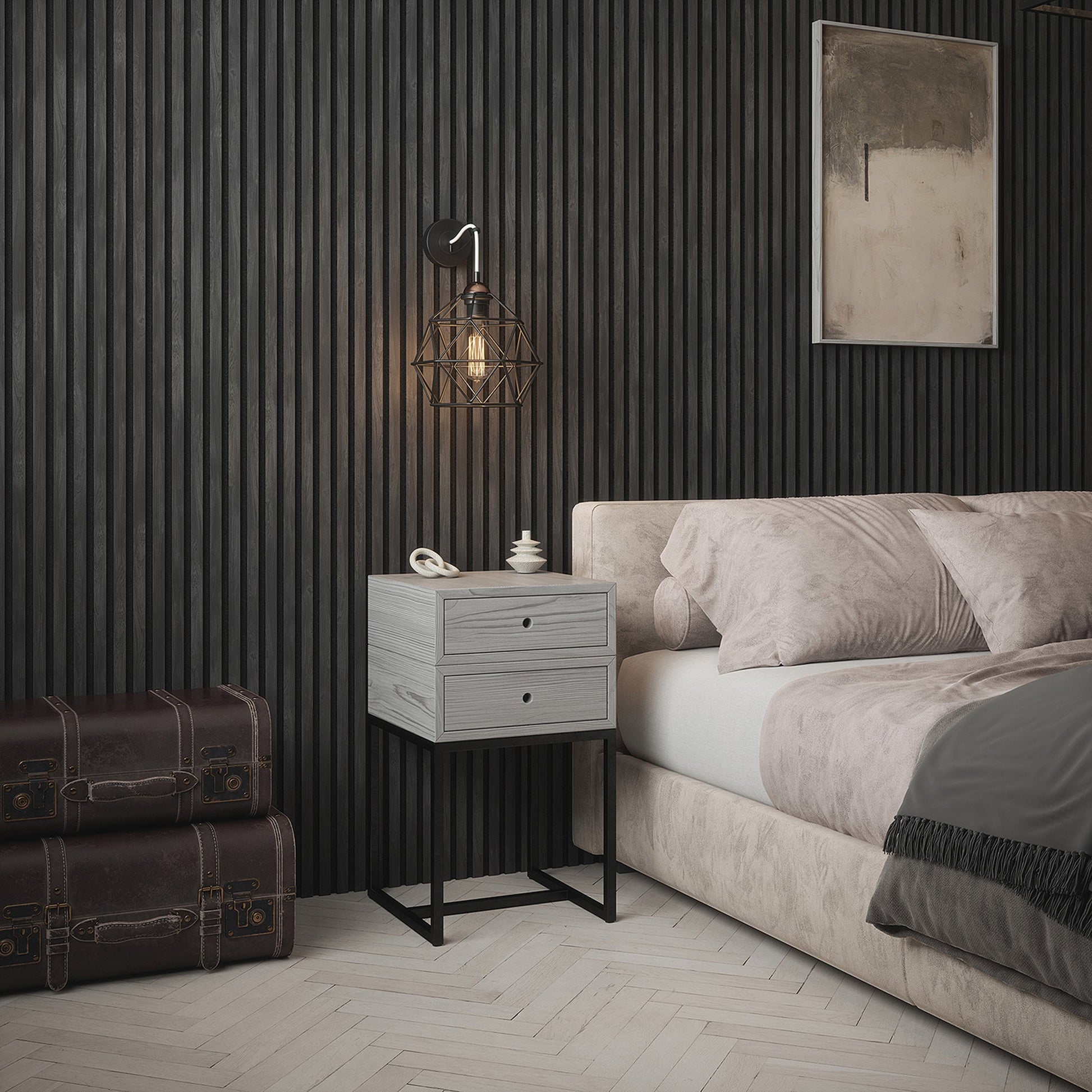 Deluxe Acoustic Slatted Wall Panels 240 x 60cm - Charcoal Black