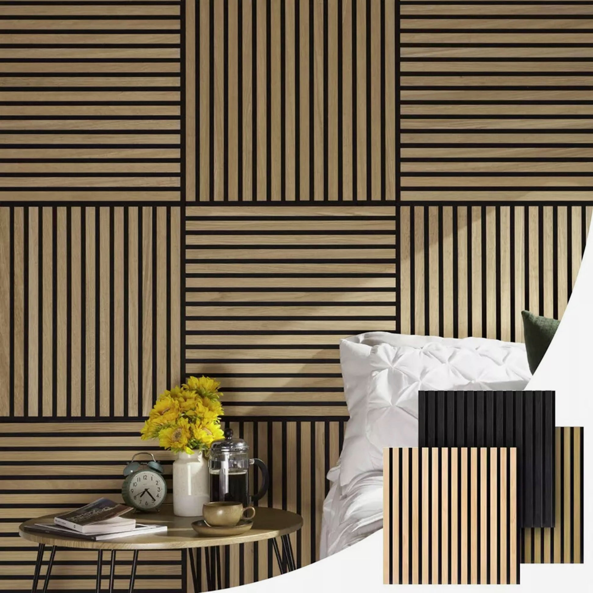 Acoustic Square Wall Panels 60 x 60cm (SET of 4) - Natural Oak