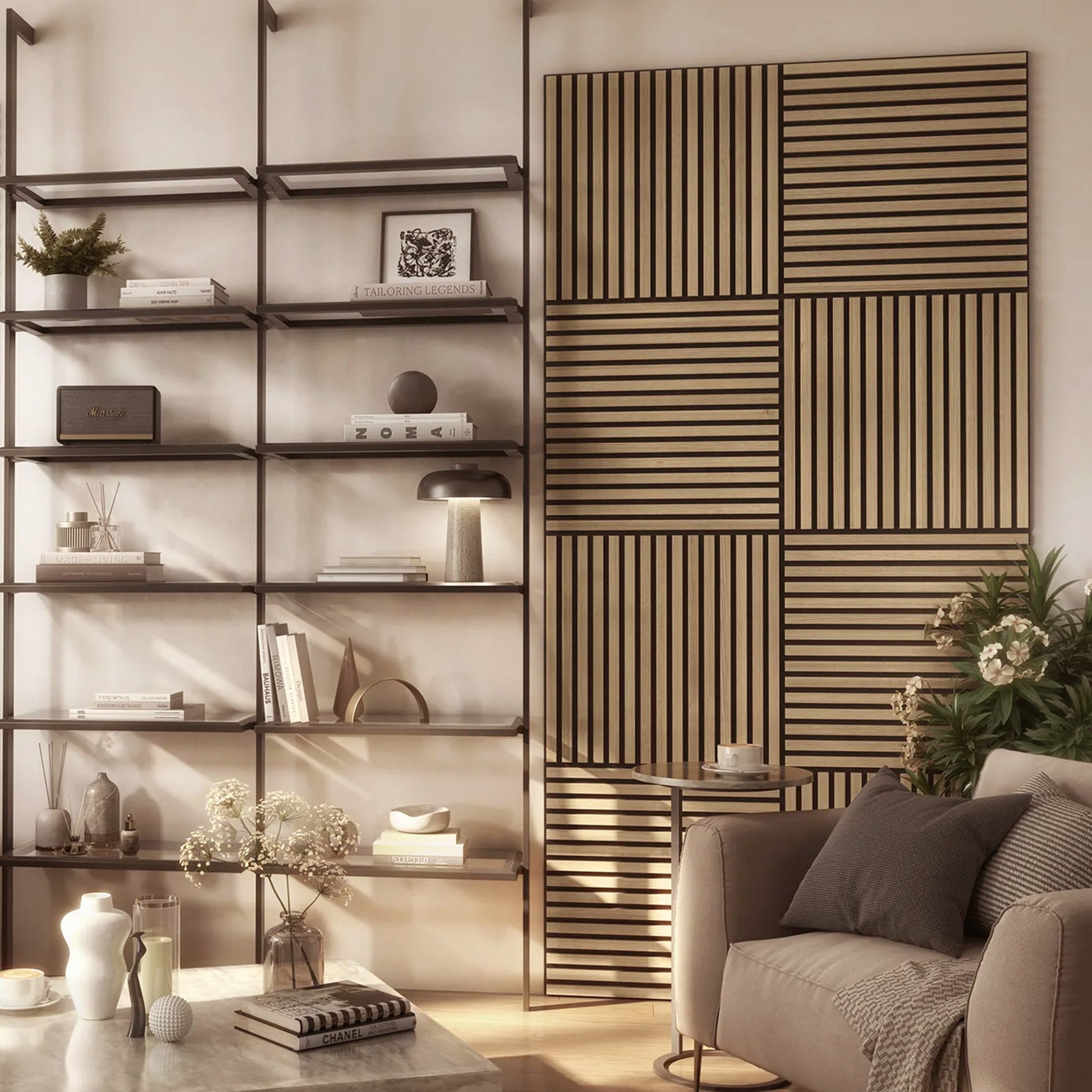 Acoustic Square Wall Panels 60 x 60cm (SET of 4) - Natural Oak