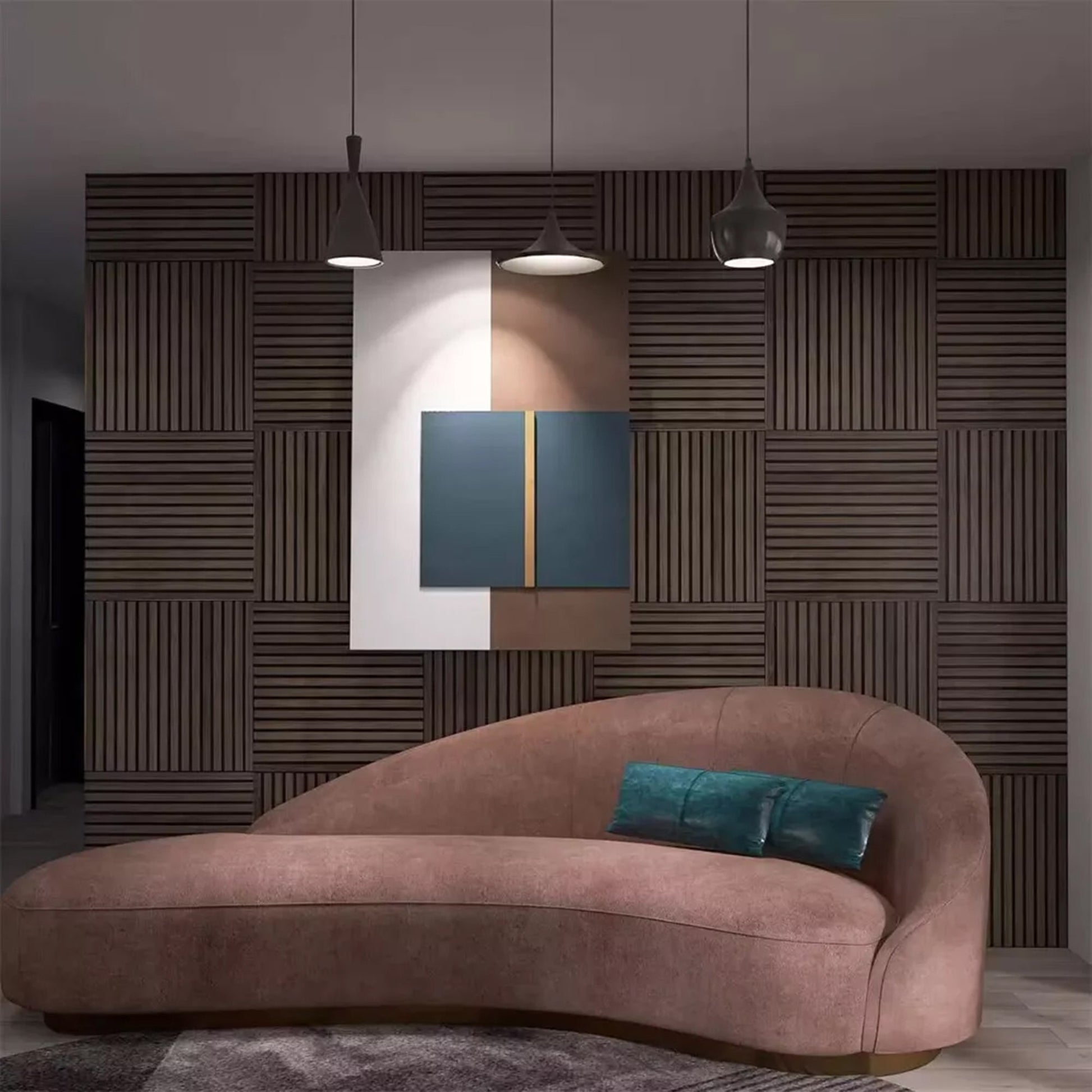 Acoustic Square Wall Panels 60 x 60cm (SET of 4) - Walnut