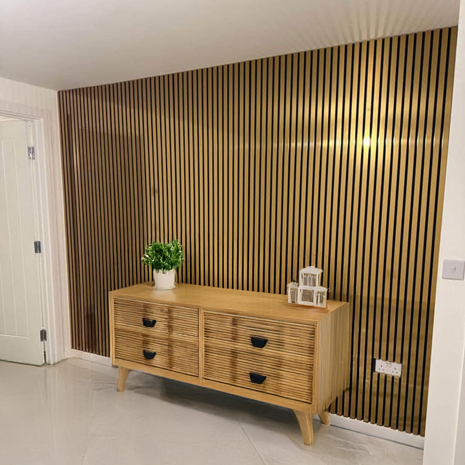 Standard Acoustic Slatted Wall Panels 240 x 60cm - Gold Metallic