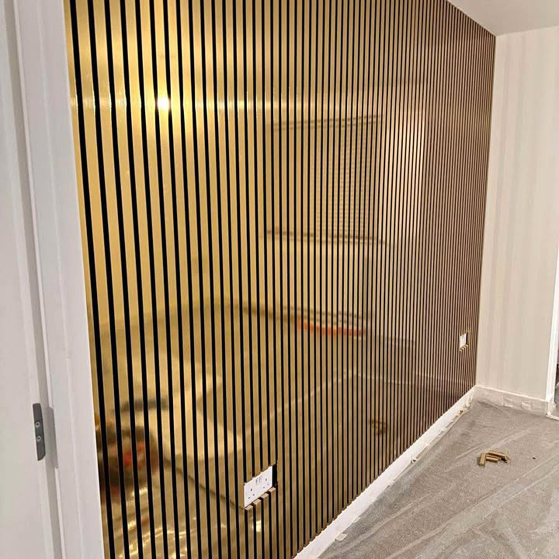 Standard Acoustic Slatted Wall Panels 240 x 60cm - Gold Metallic