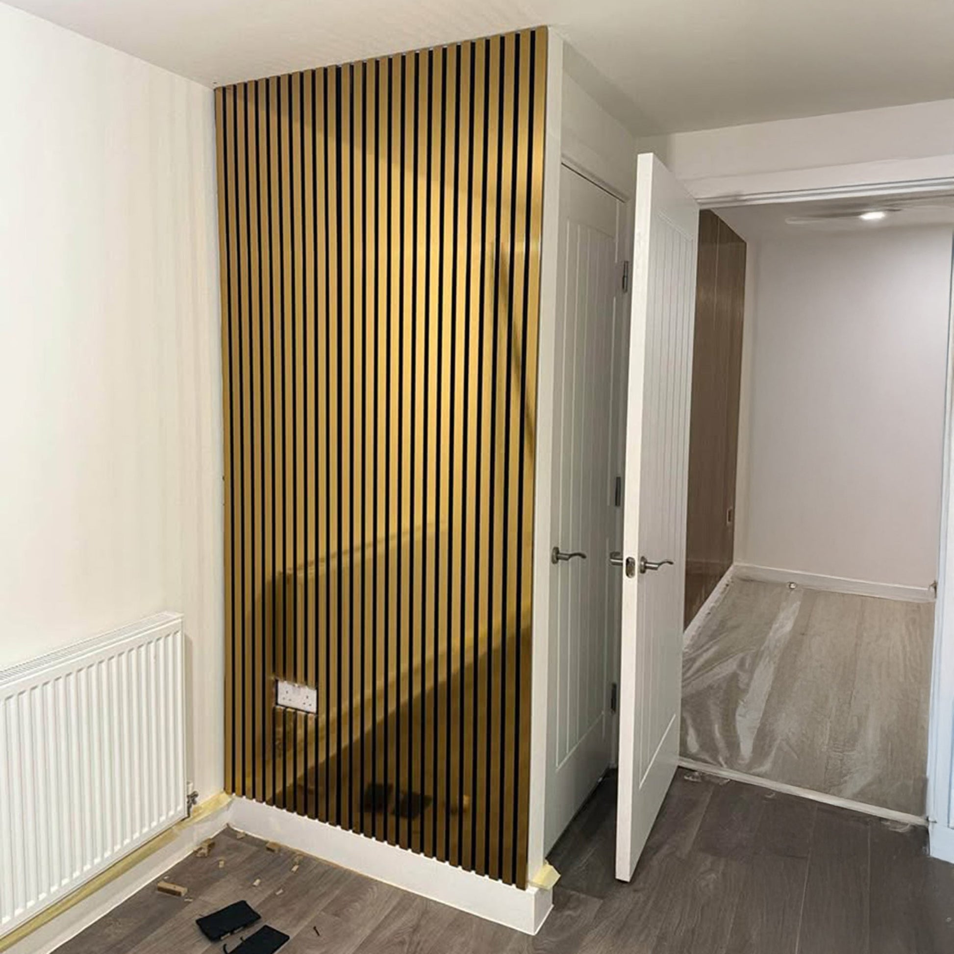 Standard Acoustic Slatted Wall Panels 240 x 60cm - Gold Metallic