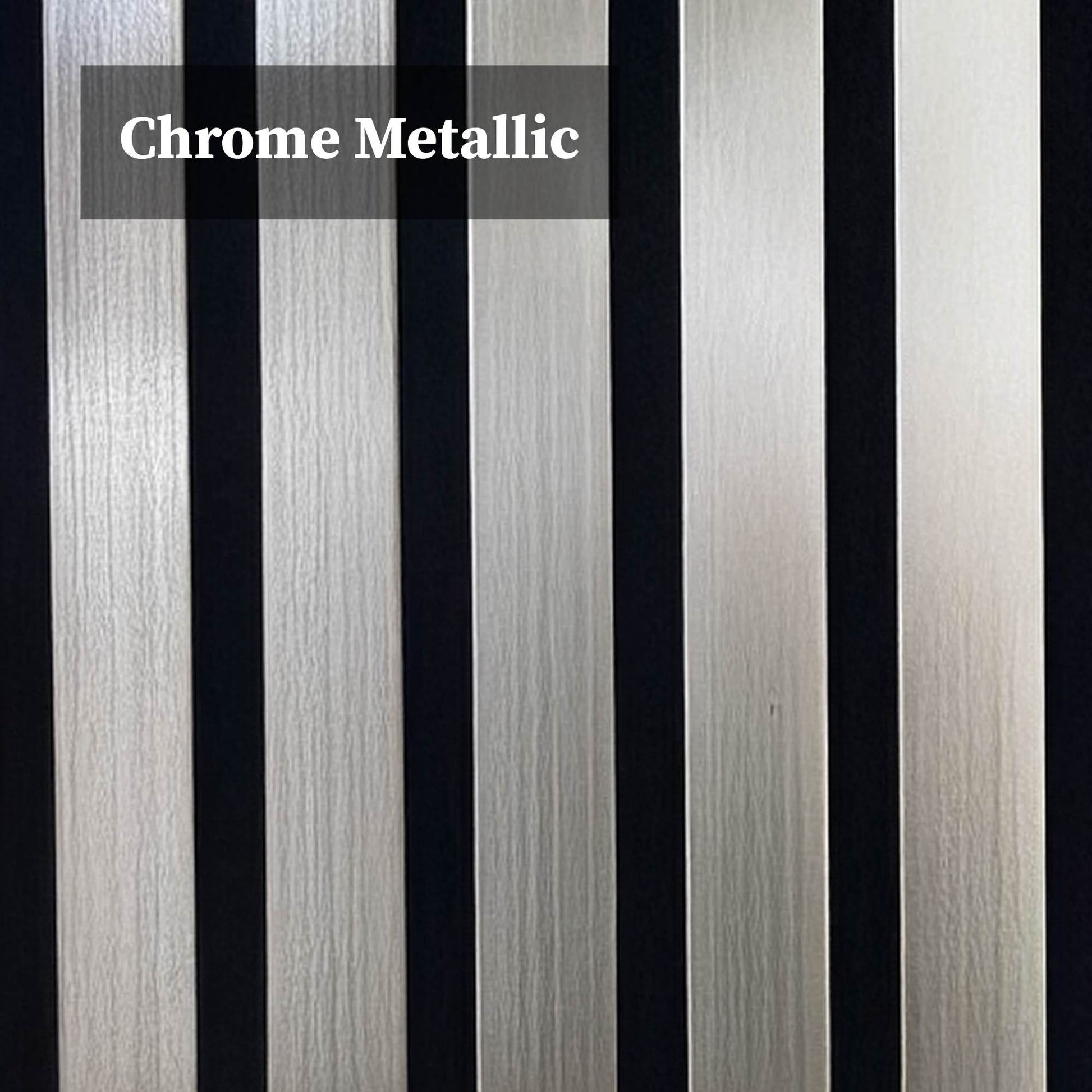 Standard Acoustic Slatted Wall Panels 240 x 60cm - Chrome Metallic