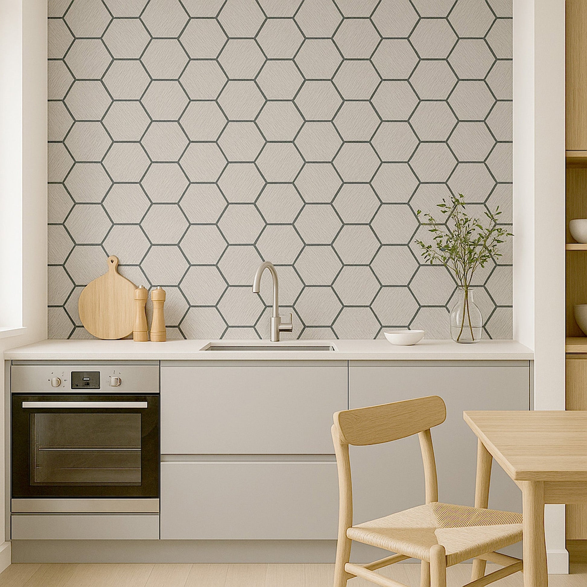 Acoustic Hexagon Wall Panel 70 x 60cm - Ash Grey