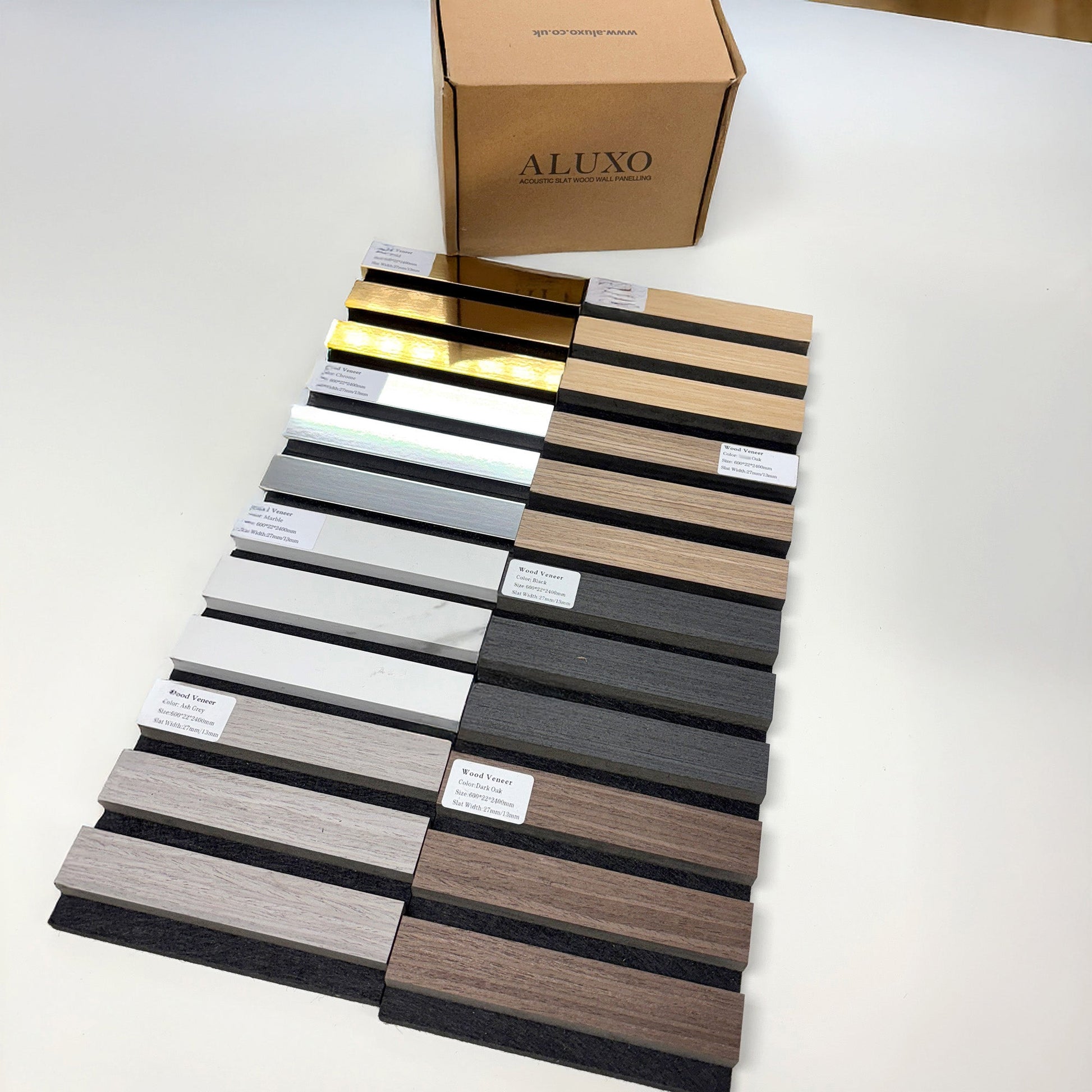 Standard Acoustic Slatted Wall Panels 240 x 60cm - Gold Metallic