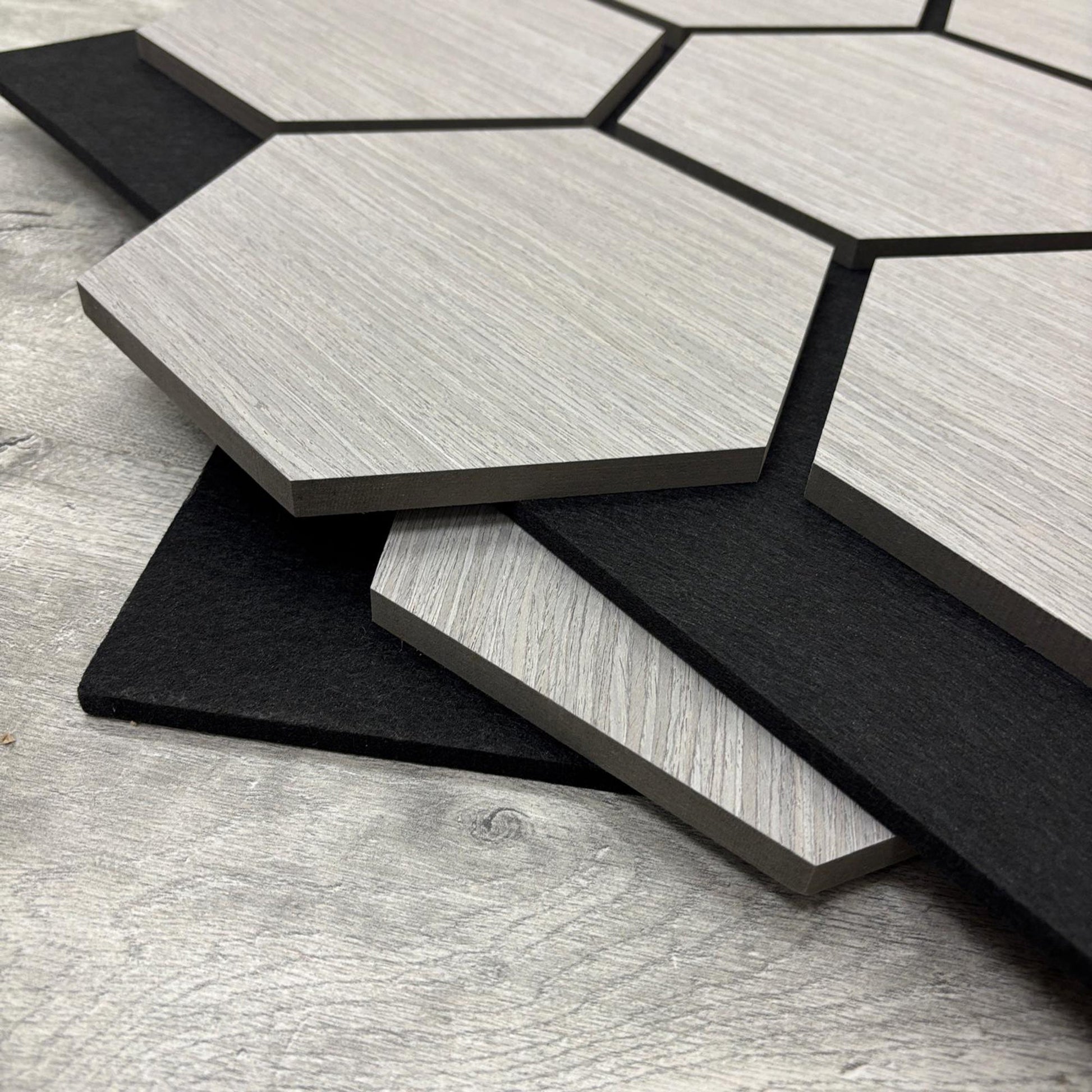 Acoustic Hexagon Wall Panel 70 x 60cm - Ash Grey