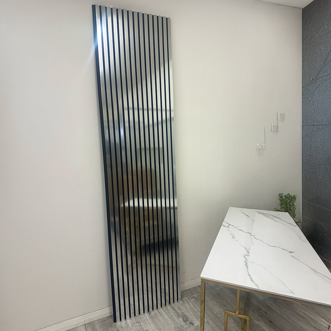 Standard Acoustic Slatted Wall Panels 240 x 60cm - Chrome Metallic