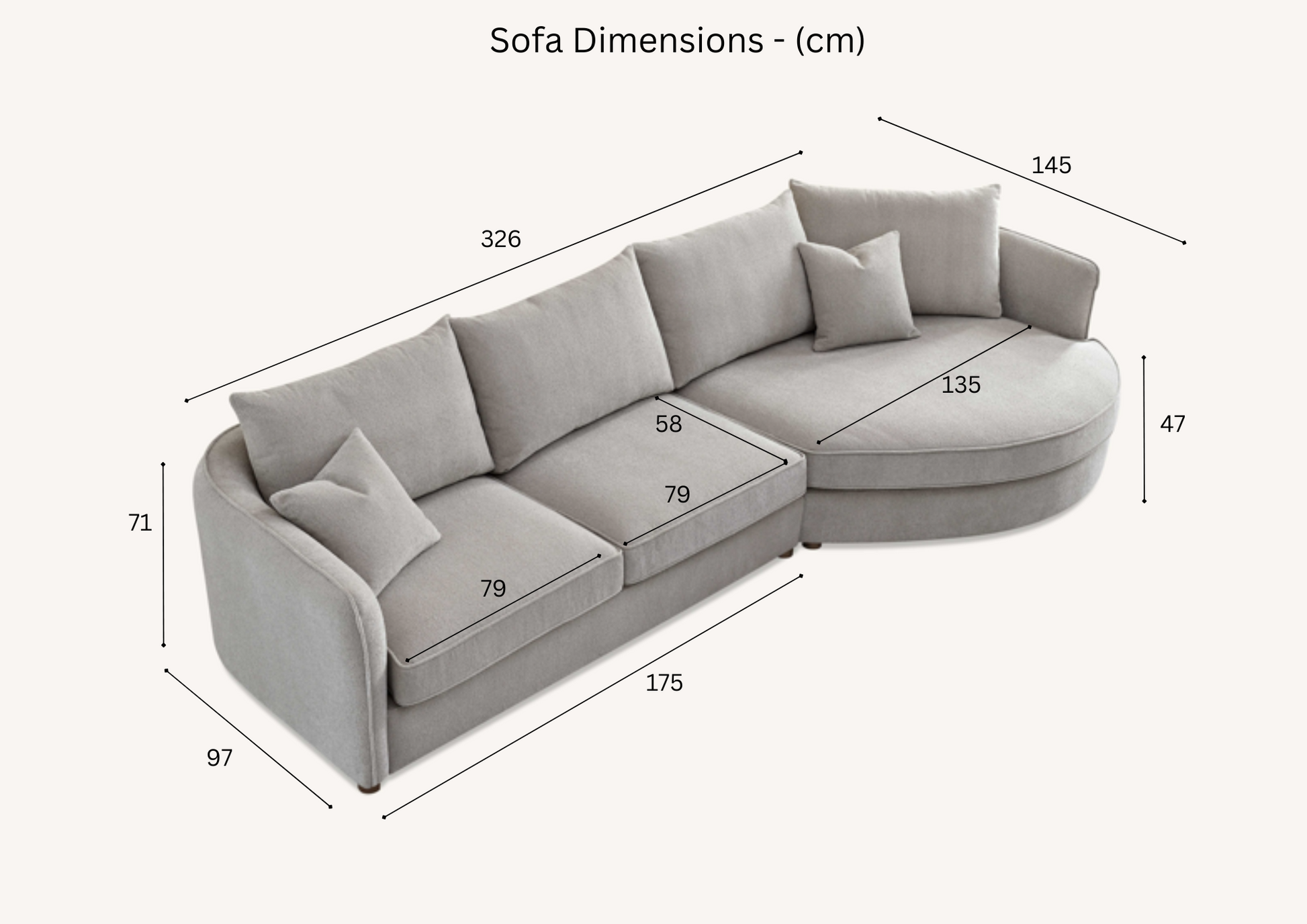 Rubin Corner Chaise Sofa in Pebble Boucle