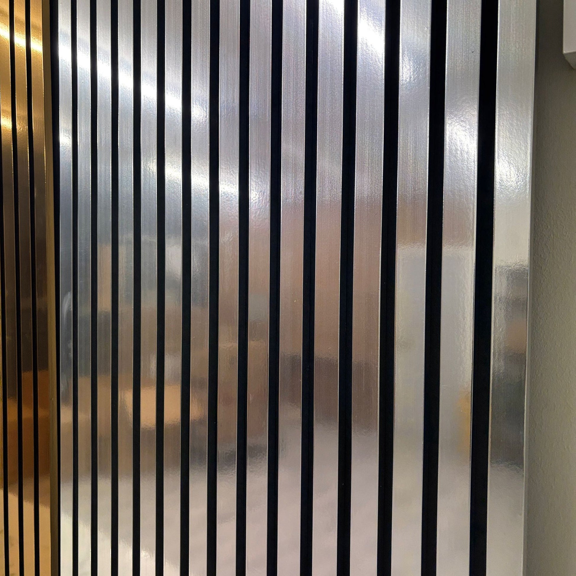 Standard Acoustic Slatted Wall Panels 240 x 60cm - Chrome Metallic