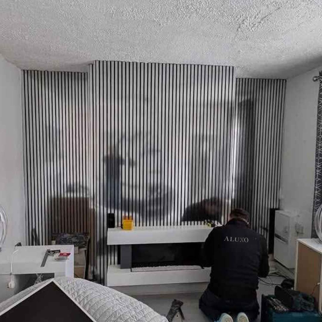 Standard Acoustic Slatted Wall Panels 240 x 60cm - Chrome Metallic