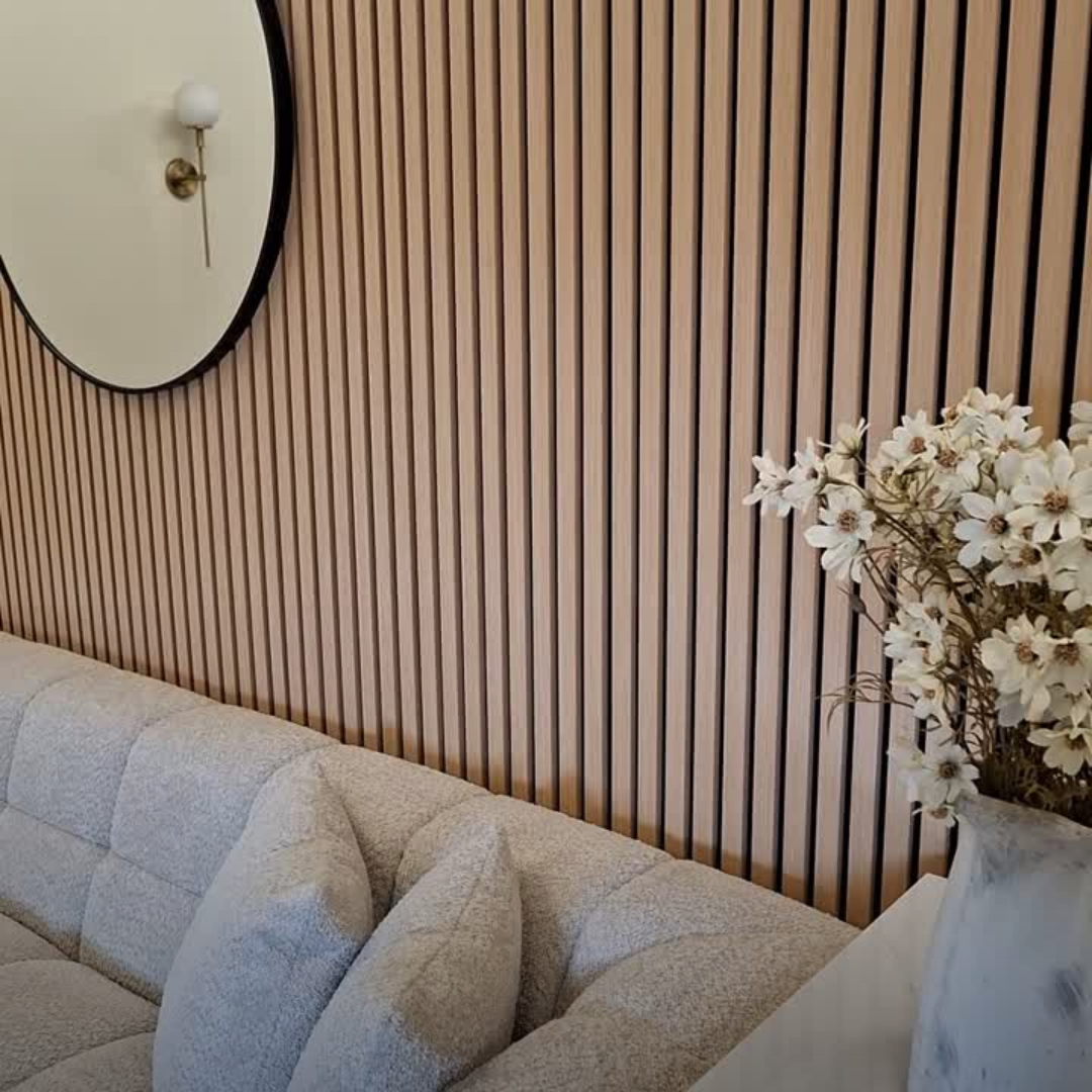 Deluxe Acoustic Slatted Wall Panels 240 x 60cm - Light Oak