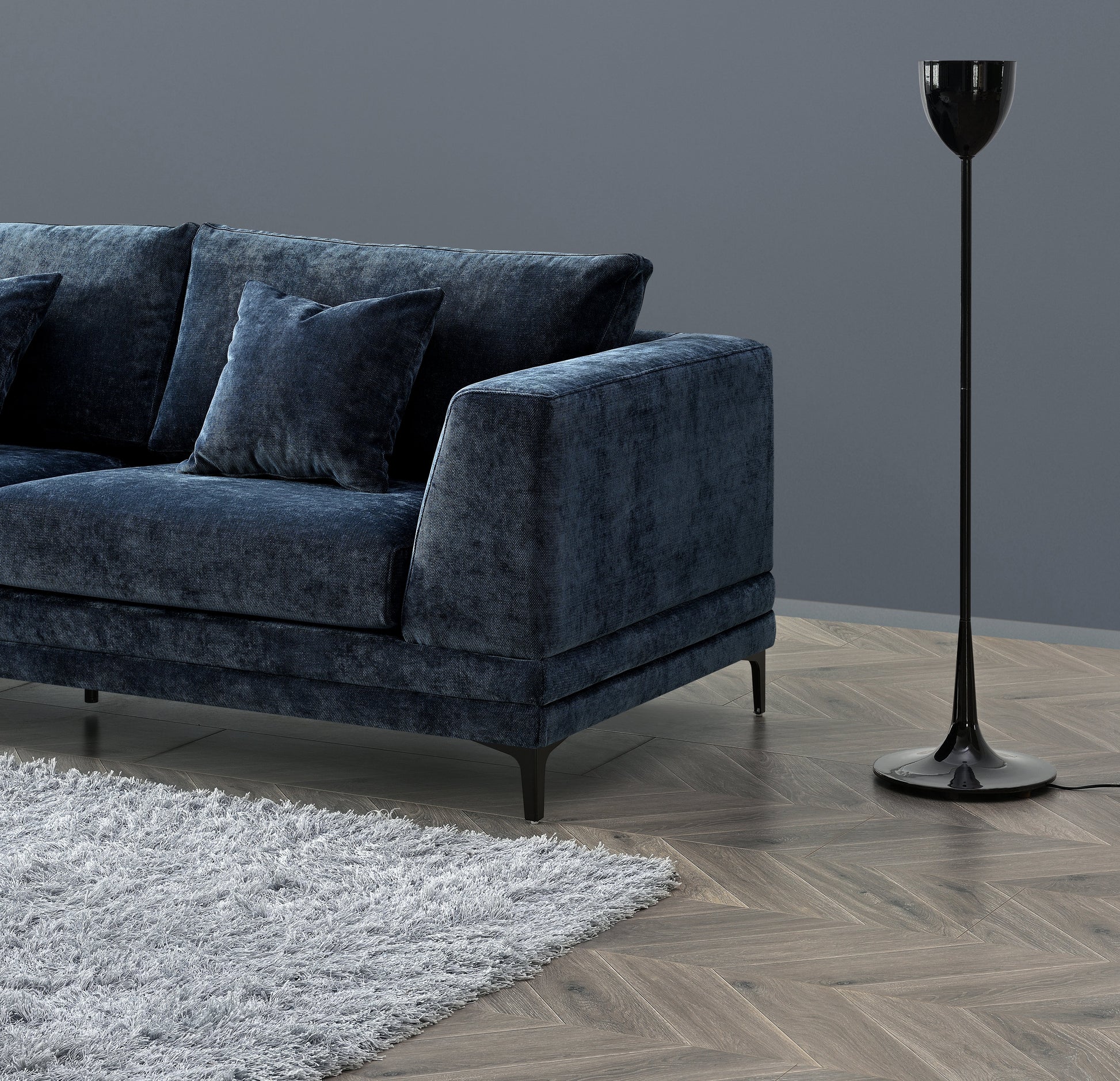 Lenox Sofa Range in Aegean Blue Velvet