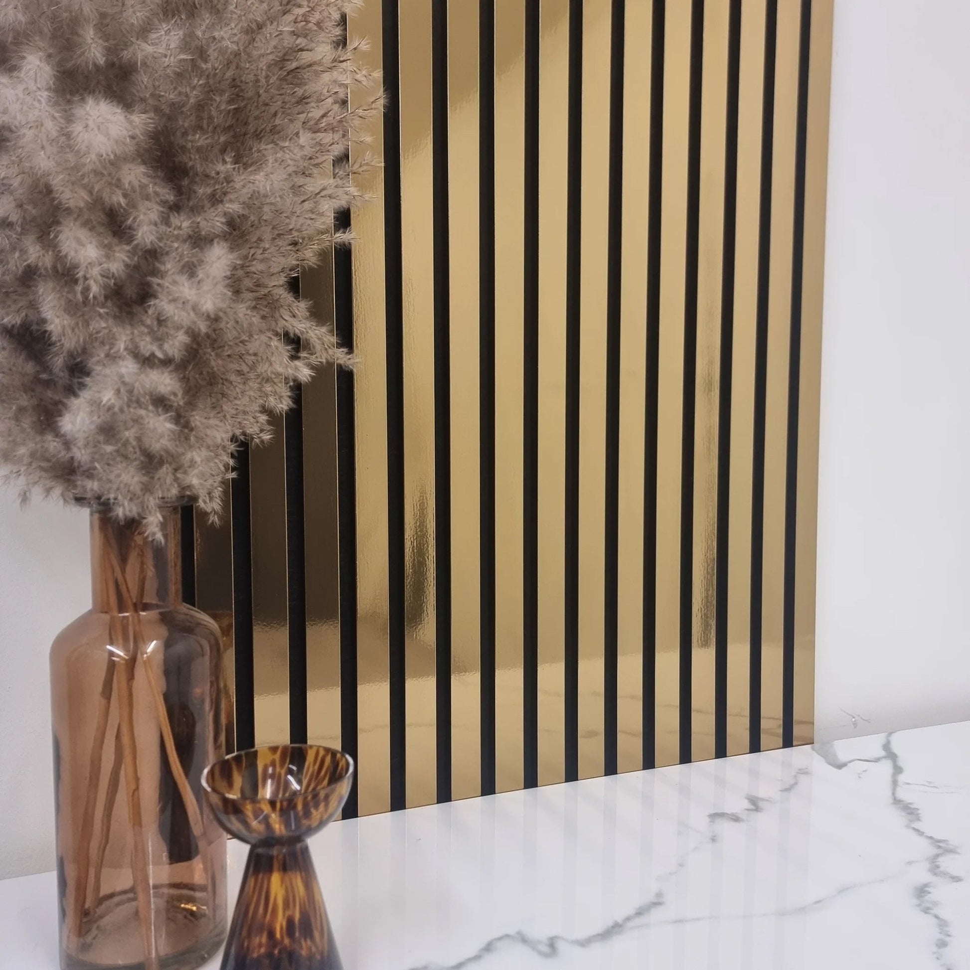 Standard Acoustic Slatted Wall Panels 240 x 60cm - Gold Metallic