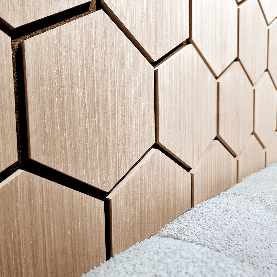 Acoustic Hexagon Wall Panel 70 x 60cm - Natural Oak