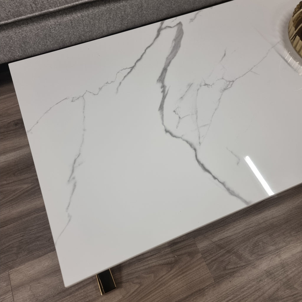 Jiro Gold Coffee Table with Polar White Sintered Top