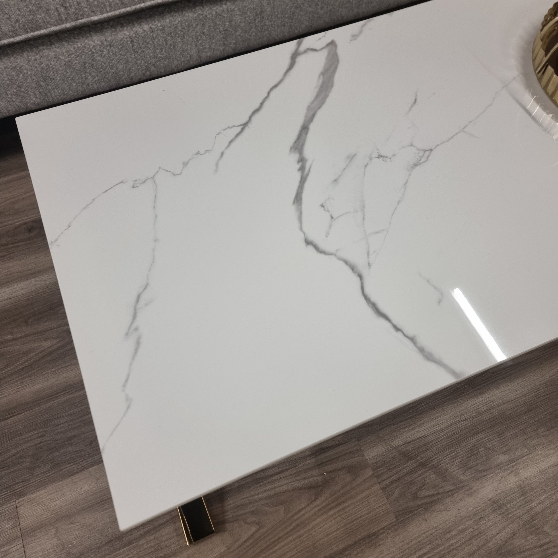Jiro Gold Coffee Table with Polar White Sintered Top