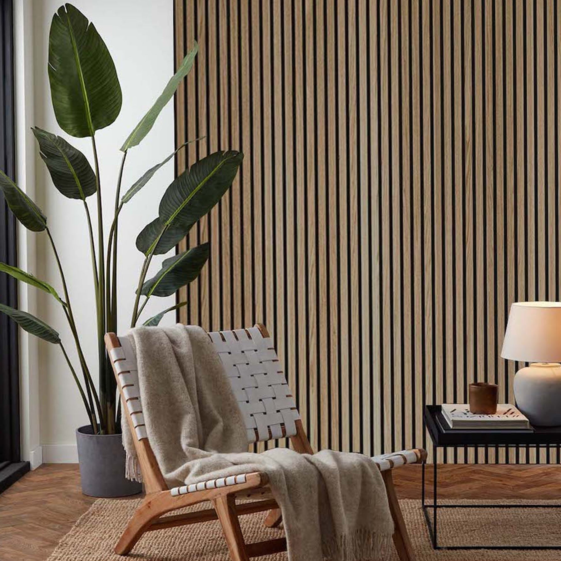 Deluxe Acoustic Slatted Wall Panels 240 x 60cm - Natural Oak