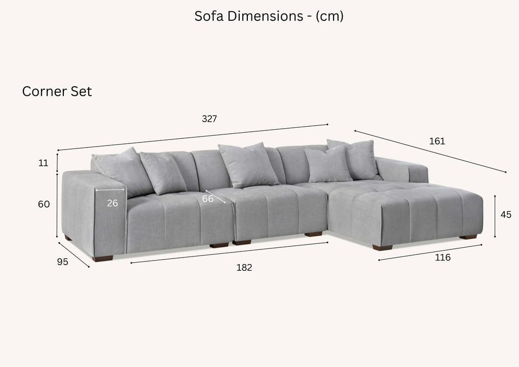 Leonard Right Hand Corner Sofa Group in Cloudy Grey Boucle