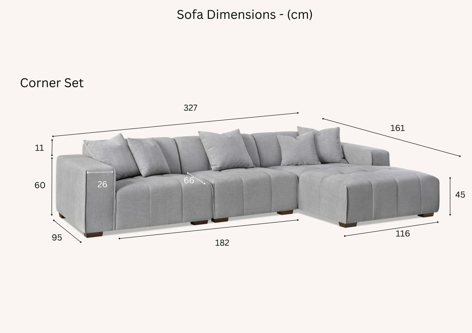 Leonard Right Hand Corner Sofa Group in Cloudy Grey Boucle