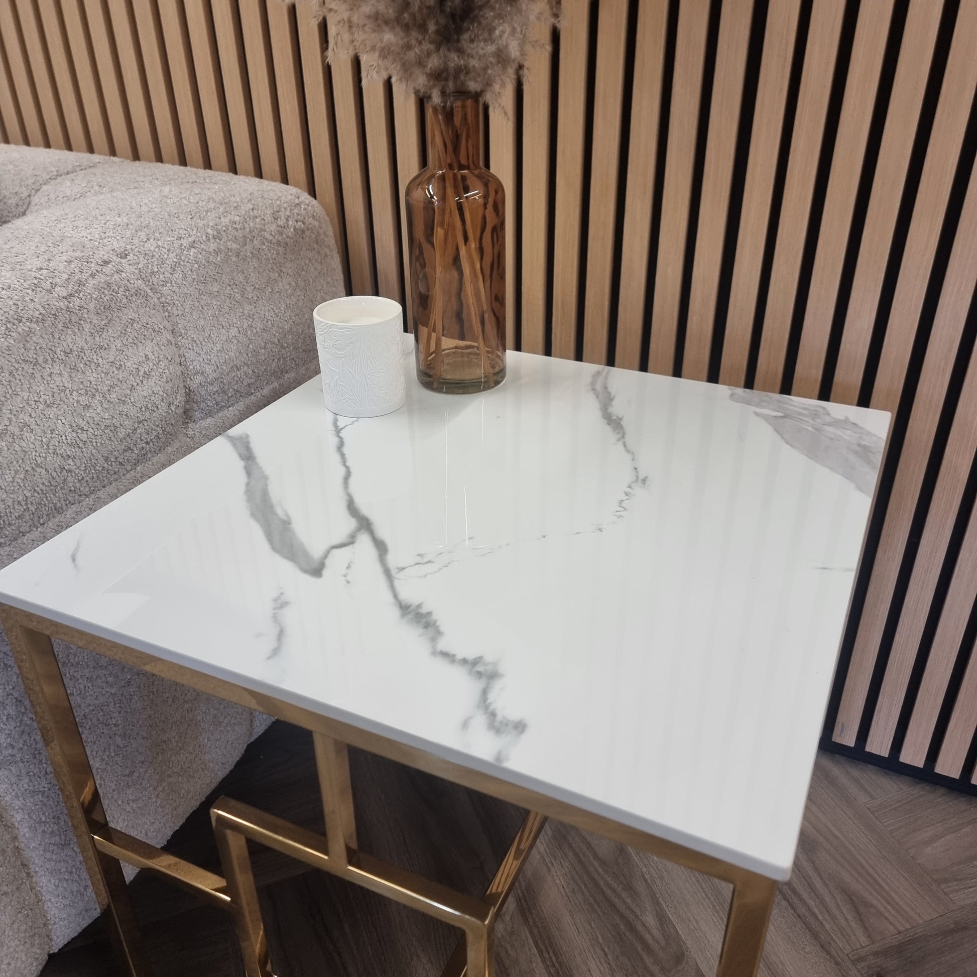 Nori Gold Square Lamp Table