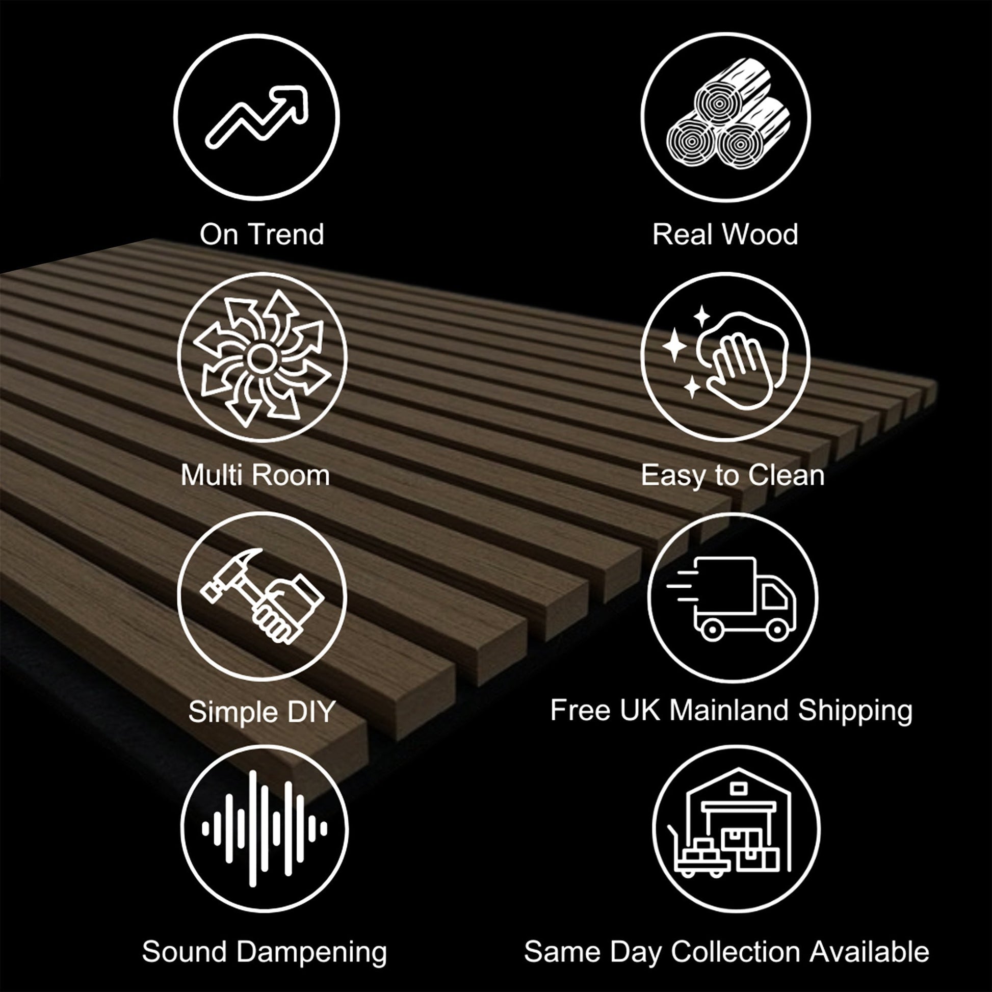 Acoustic Square Wall Panels 60 x 60cm (SET of 4) - Walnut