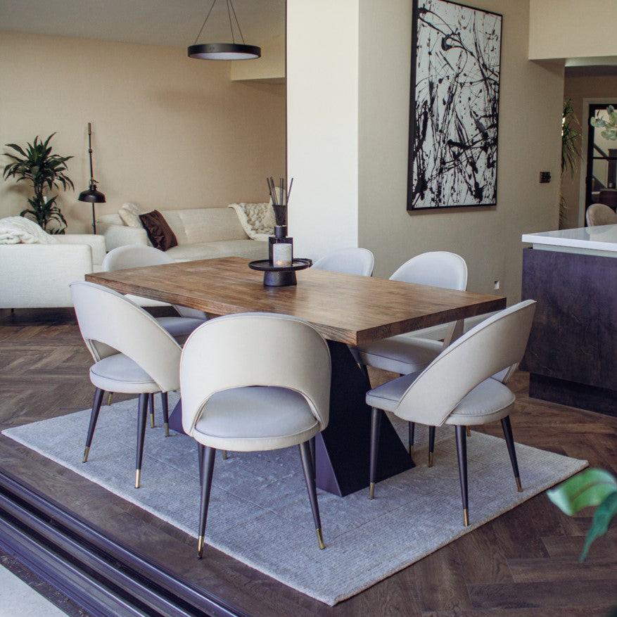 Akira 180cm Wooden Dining Table with Matte Black Legs