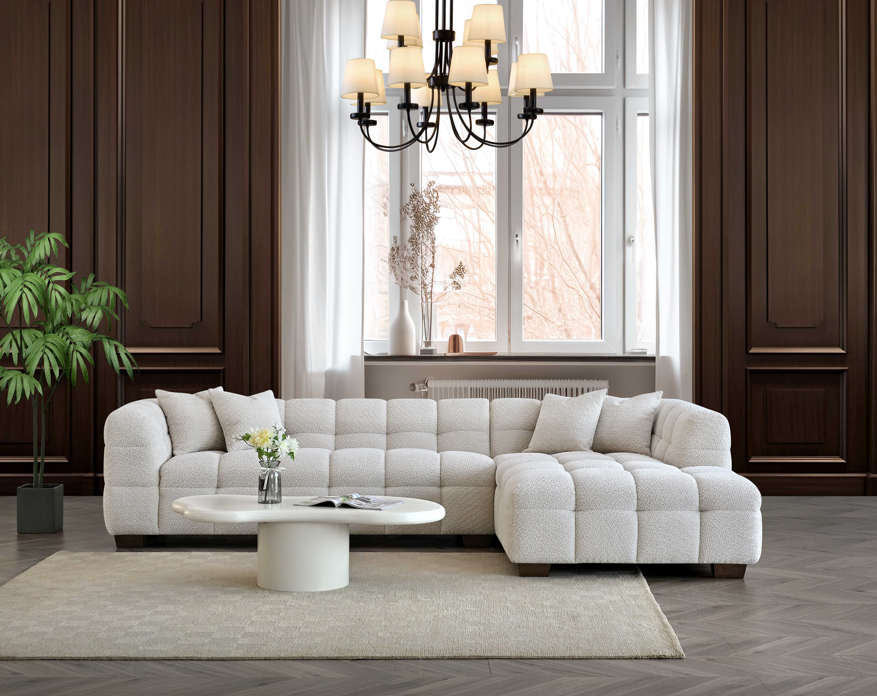 Tribeca Right Hand Corner Sofa Group in Oatmeal Boucle Fabric