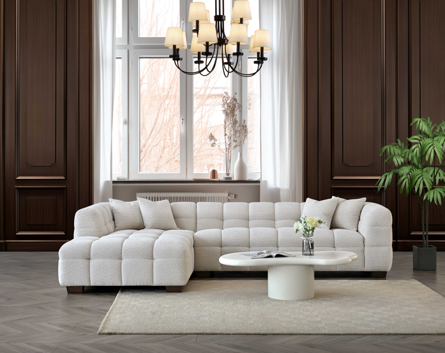 Tribeca Left Hand Corner Sofa Group in Oatmeal Boucle Fabric