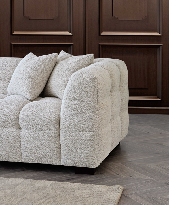 Tribeca Left Hand Corner Sofa Group in Oatmeal Boucle Fabric