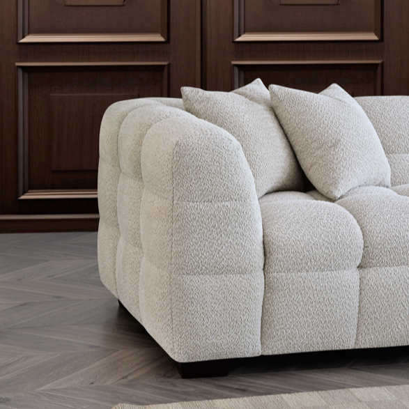 Tribeca Right Hand Corner Sofa Group in Oatmeal Boucle Fabric