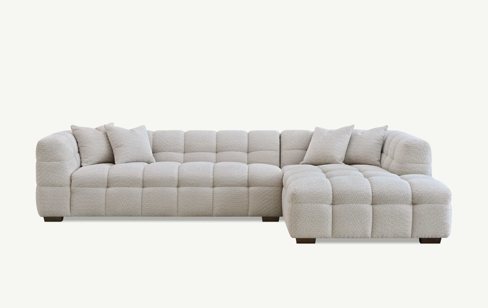 Tribeca Right Hand Corner Sofa Group in Oatmeal Boucle Fabric