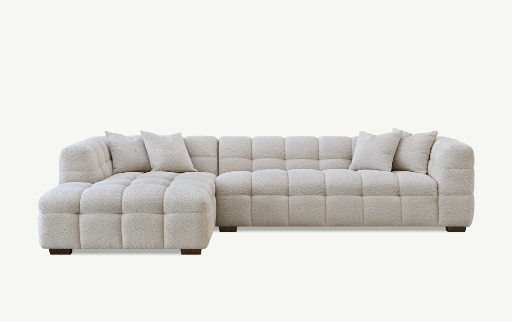 Tribeca Left Hand Corner Sofa Group in Oatmeal Boucle Fabric