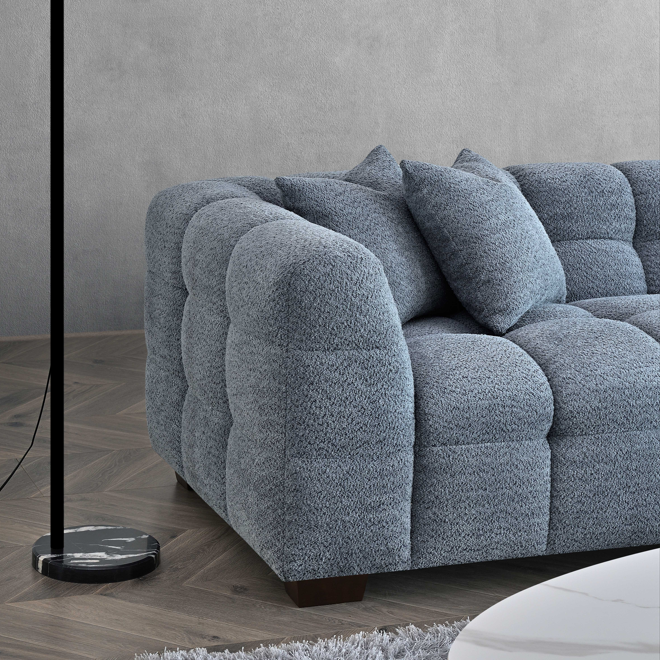 Tribeca Right Hand Corner Sofa Group in Iron Boucle Fabric