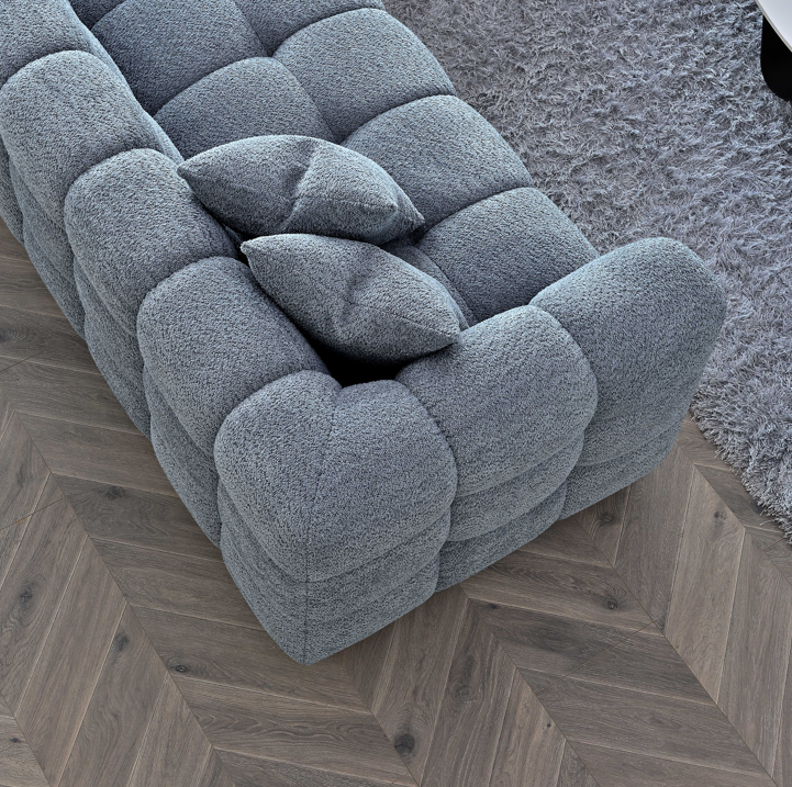 Tribeca Right Hand Corner Sofa Group in Iron Boucle Fabric