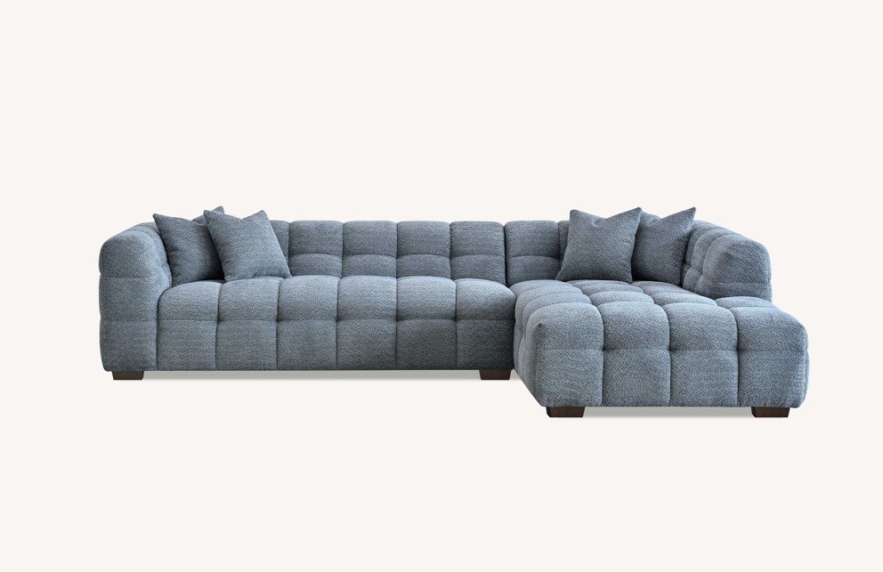 Tribeca Right Hand Corner Sofa Group in Iron Boucle Fabric