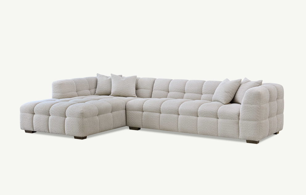 Tribeca Left Hand Corner Sofa Group in Oatmeal Boucle Fabric
