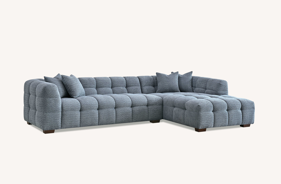 Tribeca Right Hand Corner Sofa Group in Iron Boucle Fabric